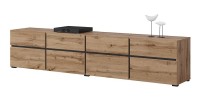 Mobile TV XL colori rovere e nero 225cm collezione HAVANA. Mobile design con 4 porte e 4 cassetti.