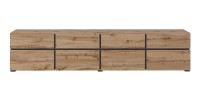 Mobile TV XL colori rovere e nero 225cm collezione HAVANA. Mobile design con 4 porte e 4 cassetti.