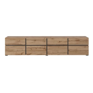 Mobile TV XL colori rovere e nero 225cm collezione HAVANA. Mobile design con 4 porte e 4 cassetti.