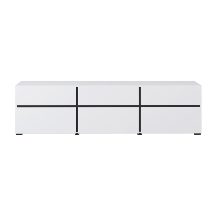 Mobile TV 180cm colori bianco e nero collezione HAVANA. Mobile design con 3 porte e 3 cassetti.