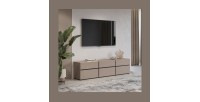 Mueble para TV de 180cm en colores beige y negro colección HAVANA. Mueble de diseño con 3 puertas y 3 cajones.