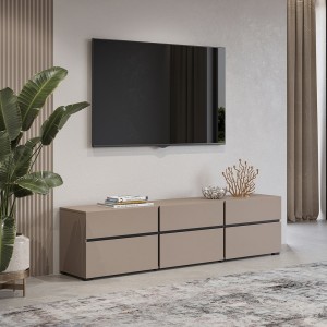 Mueble para TV de 180cm en colores beige y negro colección HAVANA. Mueble de diseño con 3 puertas y 3 cajones.