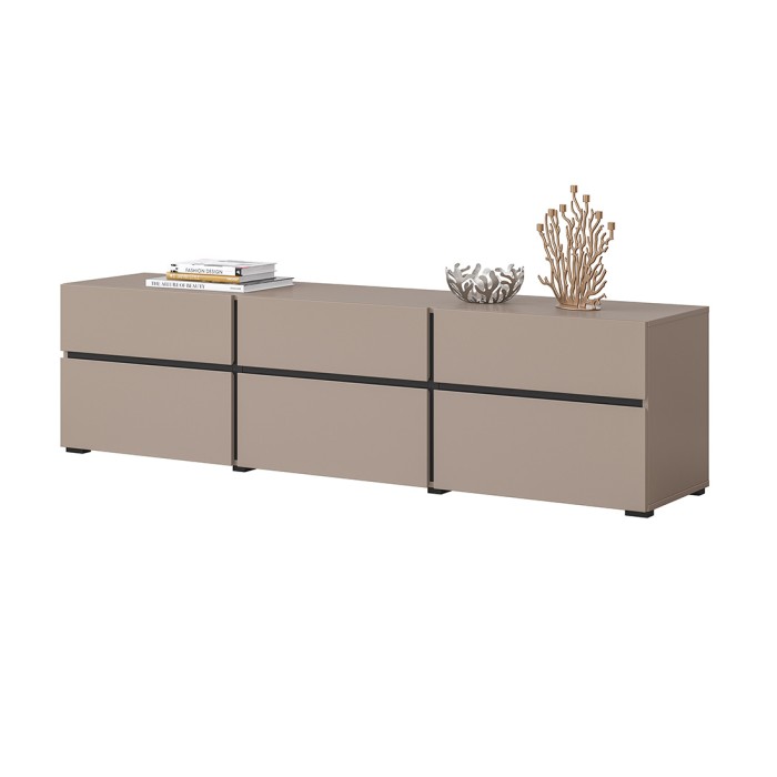 Mobile TV 180cm colori beige e nero collezione HAVANA. Mobile design con 3 porte e 3 cassetti.
