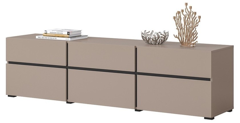 Mueble para TV de 180cm en colores beige y negro colección HAVANA. Mueble de diseño con 3 puertas y 3 cajones.