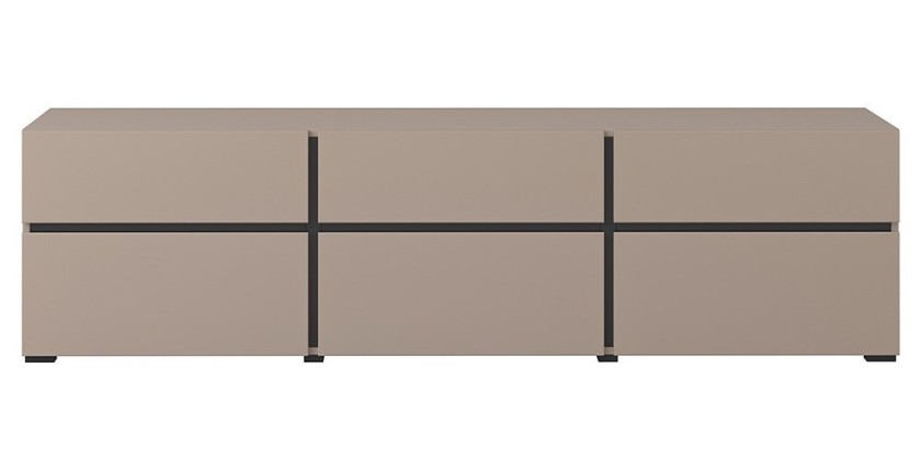 Mueble para TV de 180cm en colores beige y negro colección HAVANA. Mueble de diseño con 3 puertas y 3 cajones.