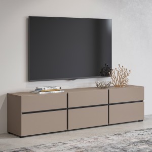 Mueble para TV de 180cm en colores beige y negro colección HAVANA. Mueble de diseño con 3 puertas y 3 cajones.