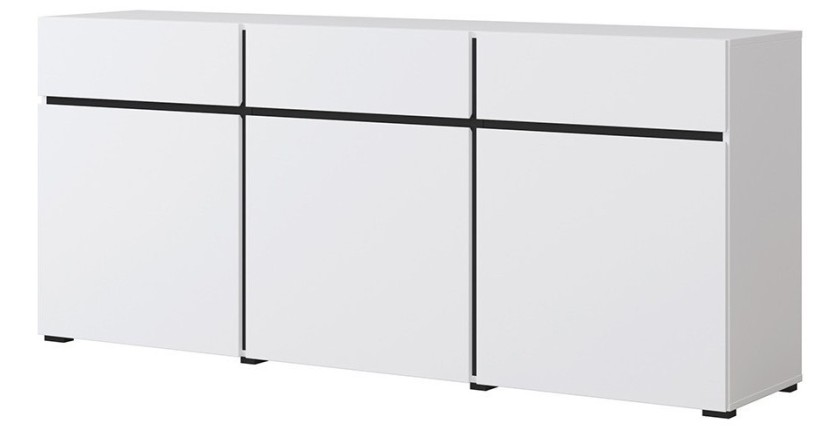 Buffet in witte en zwarte kleur 180cm collectie HAVANA. Dressoir met 3 deuren en 3 laden.