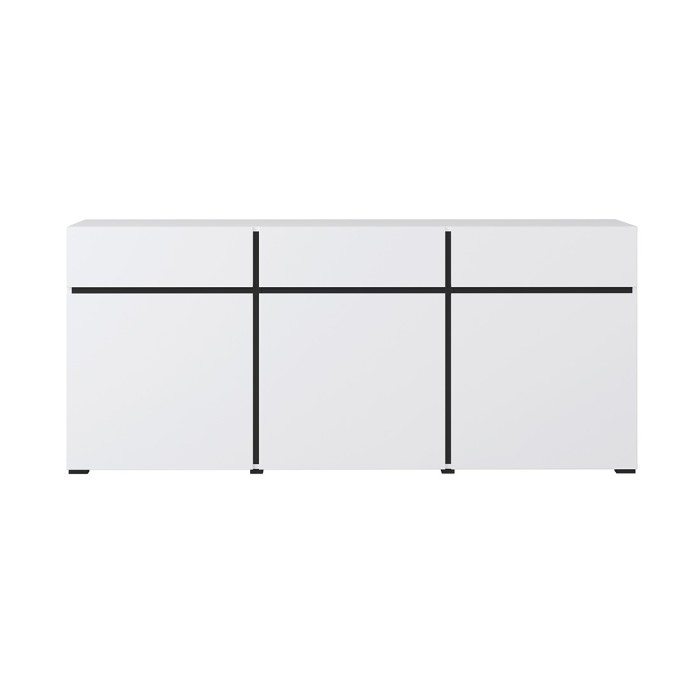 Buffet in Weiß und Schwarz 180 cm Kollektion HAVANA. Sideboard Design mit 3 Türen und 3 Schubladen.