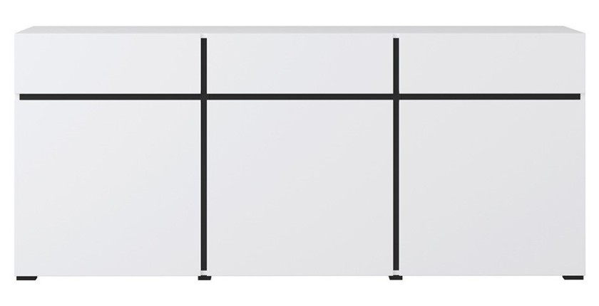 Buffet in witte en zwarte kleur 180cm collectie HAVANA. Dressoir met 3 deuren en 3 laden.