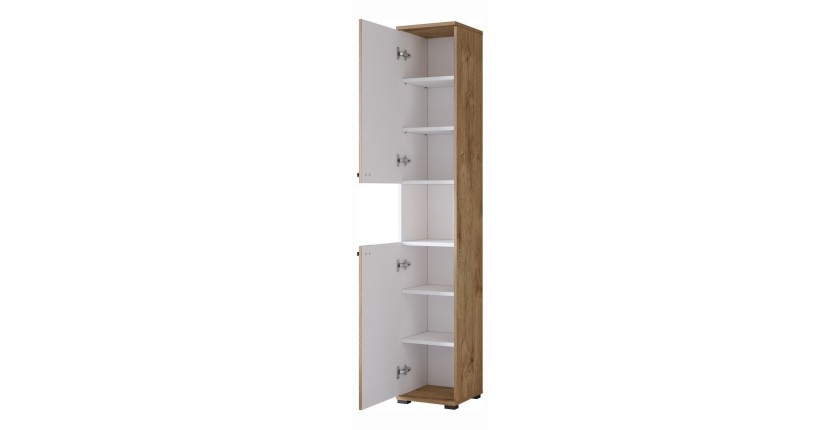 Colonna da bagno collezione BALEA - 2 porte e 1 nicchia, colore bianco e rovere