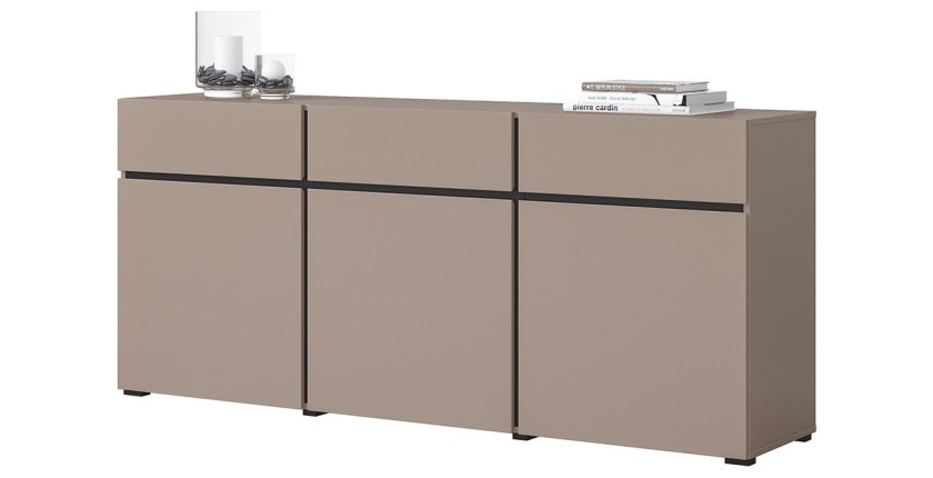 Buffet in Beige und Schwarz, 180 cm, Kollektion HAVANA. Sideboard im Design mit 3 Türen und 3 Schubladen.