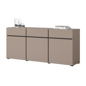 Buffet in Beige und Schwarz, 180 cm, Kollektion HAVANA. Sideboard im Design mit 3 Türen und 3 Schubladen.