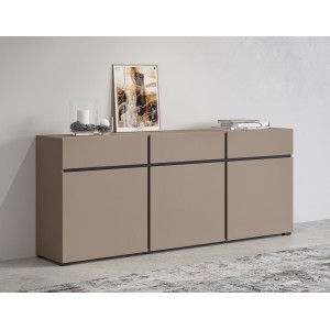 Buffet in Beige und Schwarz, 180 cm, Kollektion HAVANA. Sideboard im Design mit 3 Türen und 3 Schubladen.