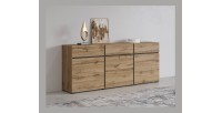 Buffet Eichen- und Schwarztöne 180cm Kollektion HAVANA. Sideboard Design mit 3 Türen und 3 Schubladen.