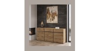 Buffet Eichen- und Schwarztöne 180cm Kollektion HAVANA. Sideboard Design mit 3 Türen und 3 Schubladen.