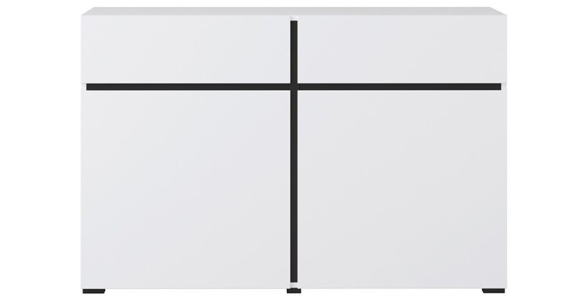 Buffet 120cm kleur wit en zwart collectie HAVANA. Design dressoir met 2 deuren en 2 laden.