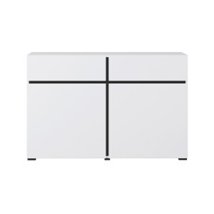 Buffet 120cm kleur wit en zwart collectie HAVANA. Design dressoir met 2 deuren en 2 laden.