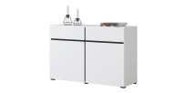 Buffet 120cm kleur wit en zwart collectie HAVANA. Design dressoir met 2 deuren en 2 laden.