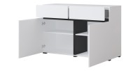 Buffet 120cm kleur wit en zwart collectie HAVANA. Design dressoir met 2 deuren en 2 laden.