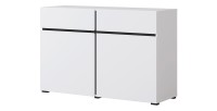 Buffet 120cm kleur wit en zwart collectie HAVANA. Design dressoir met 2 deuren en 2 laden.