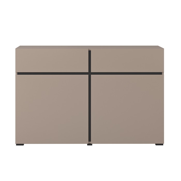 Buffet 120cm Farbe Beige und Schwarz Kollektion HAVANA. Sideboard im Design mit 2 Türen und 2 Schubladen.