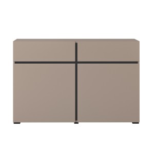 Buffet 120cm Farbe beige und schwarz Kollektion HAVANA. Design Sideboard mit 2 Türen und 2 Schubladen.