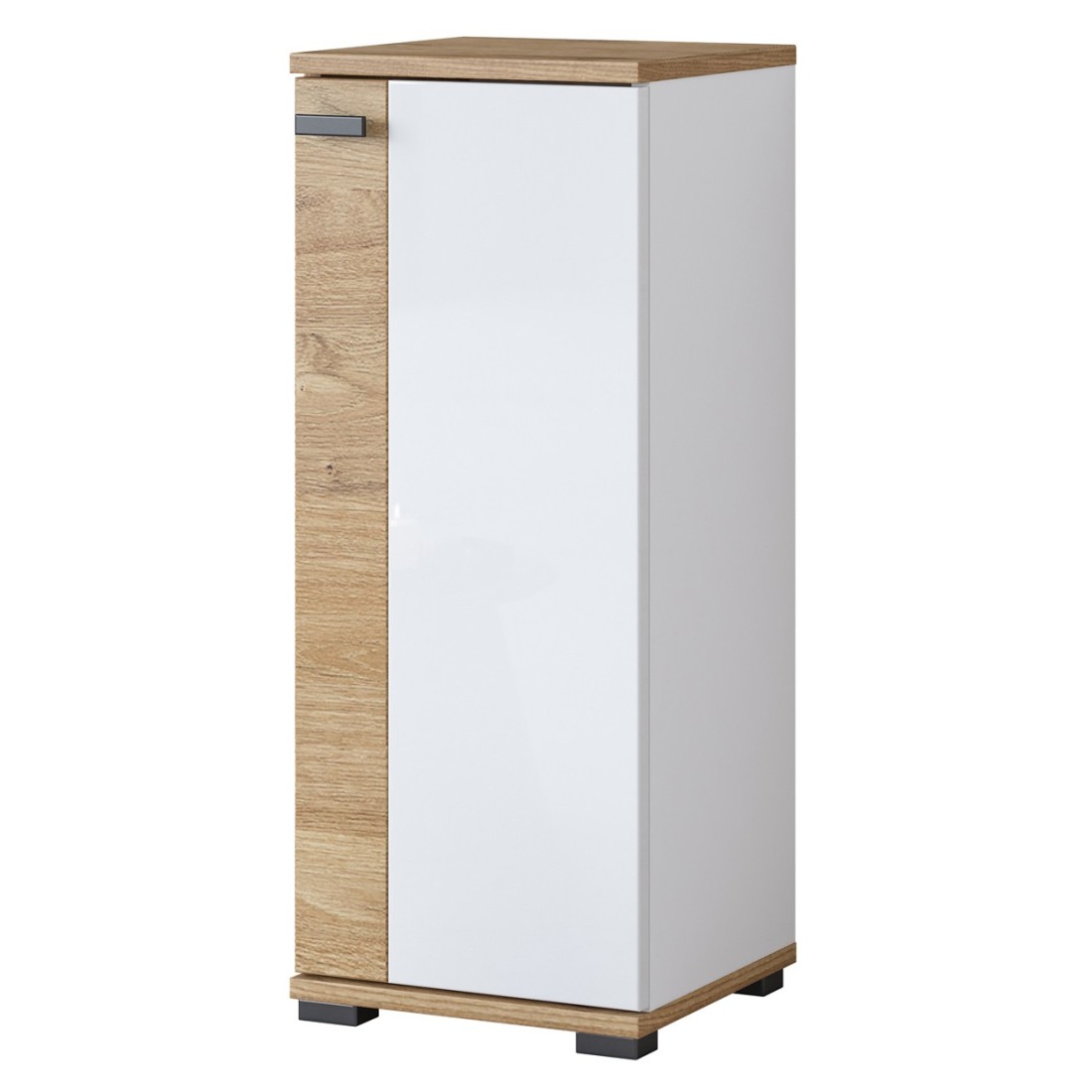 Mobile basso con 1 porta BALEA colore rovere e bianco