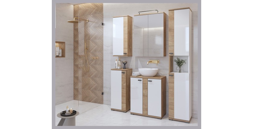 Set di 5 mobili per il bagno BALEA colore rovere e bianco