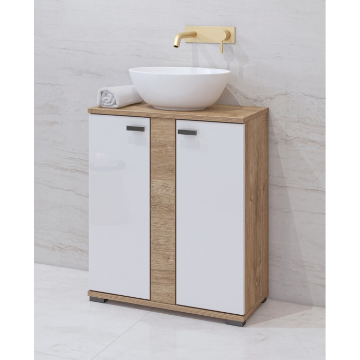 Conjunto de 5 muebles de baño BALEA en color roble y blanco