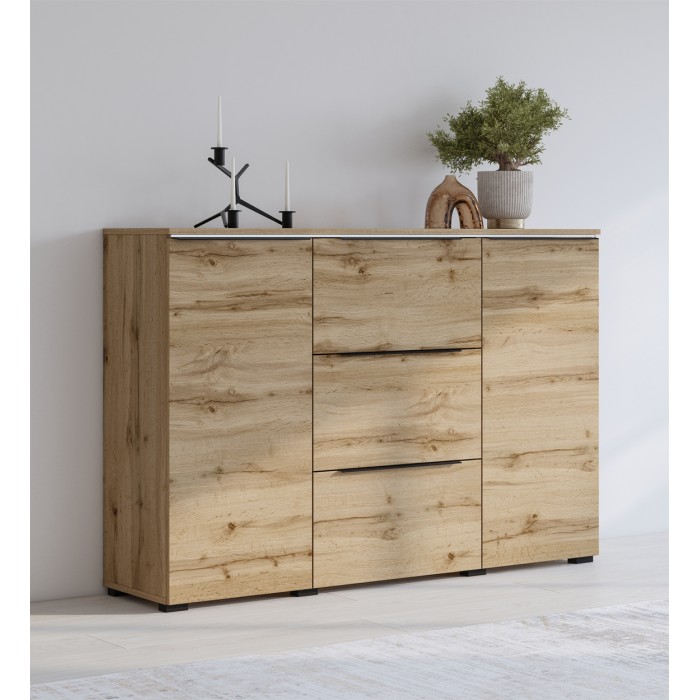 Buffet ALICE kleur wotan eiken - 2 deuren, 3 laden
