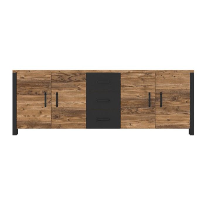 Buffet DARWIN – 220 cm in sparrenhout en mat zwart