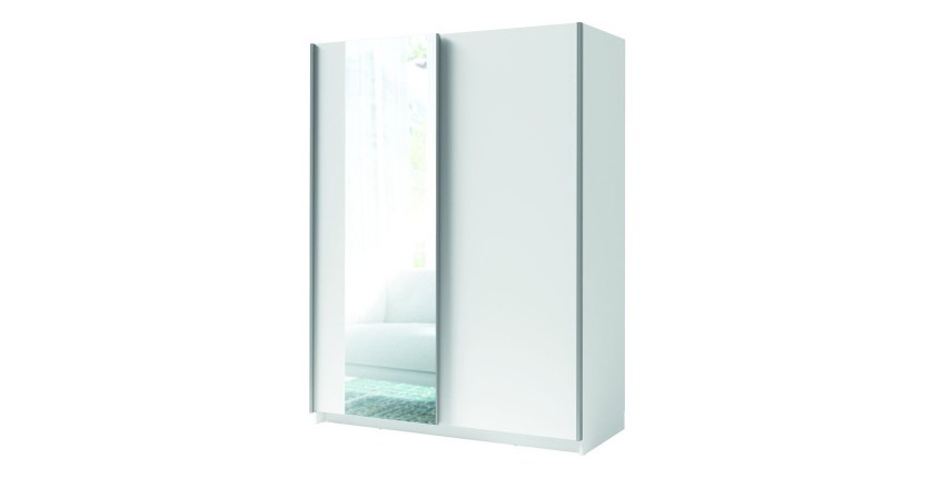 Armario GOZU de 2 puertas correderas con espejo - Color Blanco - 150 x 198 x 62 cm