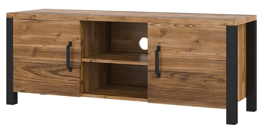 TV-Möbel DARWIN – 150 cm in Fichtenholz und Mattschwarz