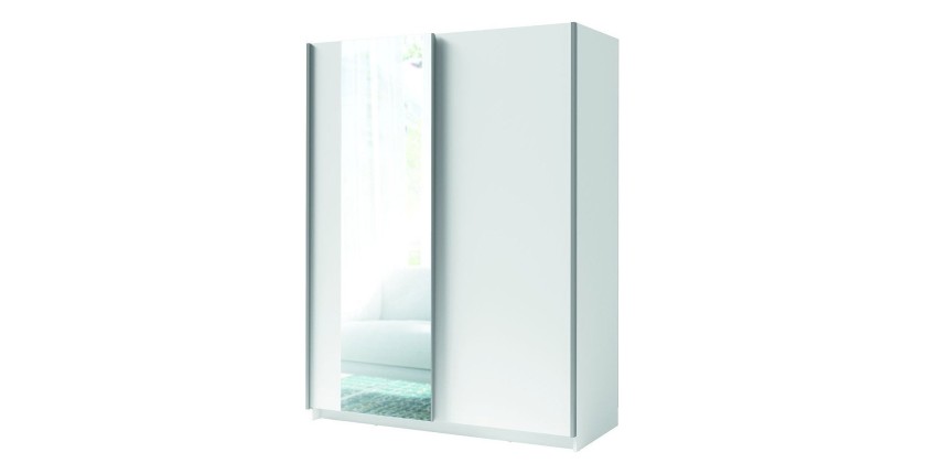 Armario GOZU de 2 puertas correderas con espejo - Color Blanco - 180 x 198 x 62 cm
