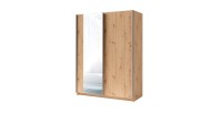 Armoire GOZU 2 portes coulissantes avec miroir - Coloris Chêne Artisan - 180 x 198 x 62 cm