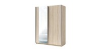Armoire GOZU 2 portes coulissantes avec miroir - Coloris Chêne Sonoma - 180 x 198 x 62 cm