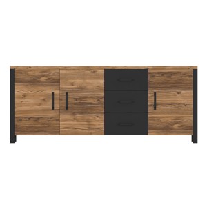 Buffet XL DARWIN – 190 cm en pino y negro mate