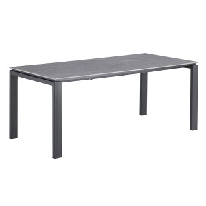 Table à manger 8 personnes collection ATHENA. Longueur 180cm avec plateau de 12mm en pierre grise effet ciment