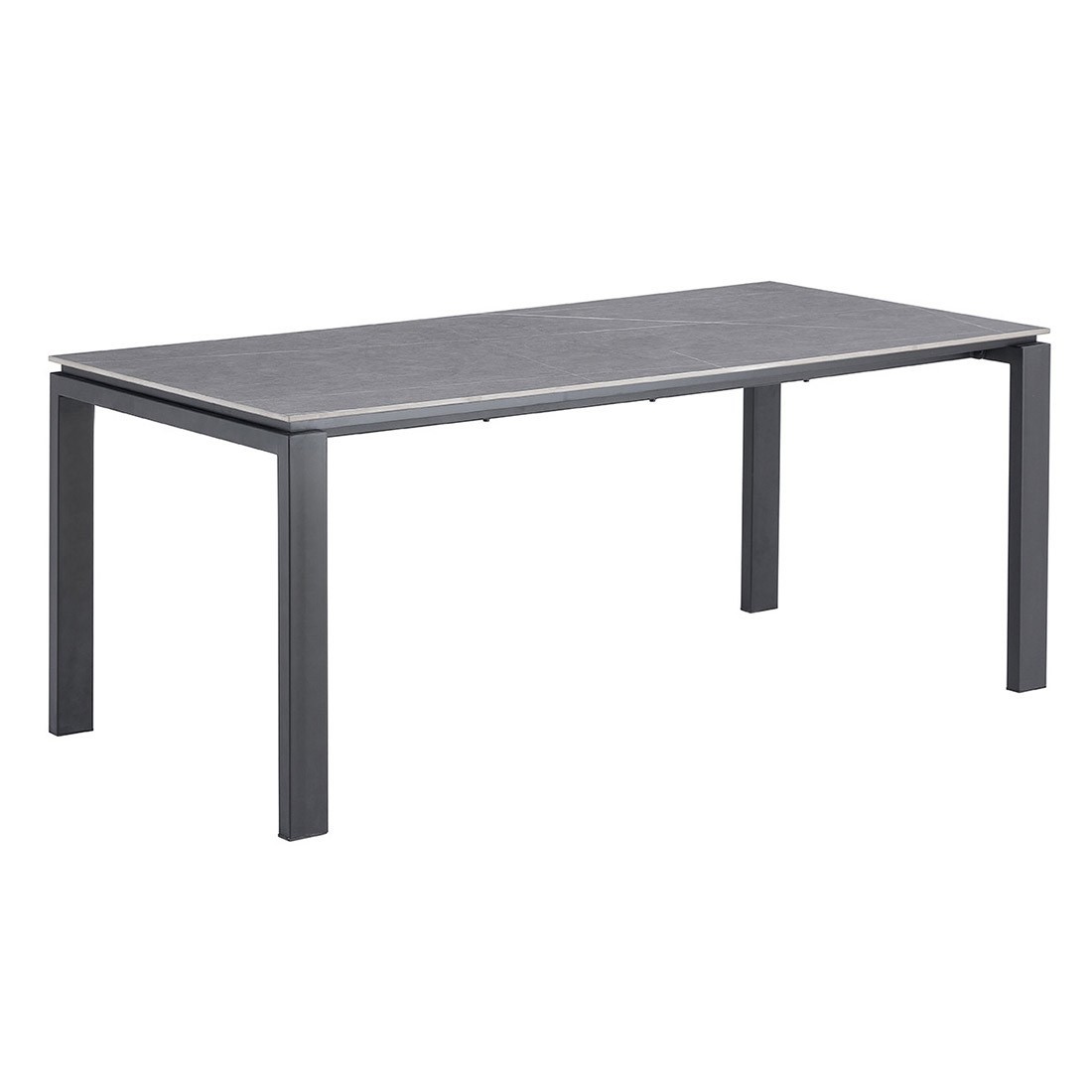 Table à manger 8 personnes collection ATHENA. Longueur 180cm avec plateau de 12mm en pierre grise effet ciment