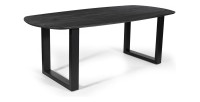 Mesa de comedor ovalada para 8 personas en madera maciza de color negro, colección FRANCHIA. Patas de diseño en forma de U.