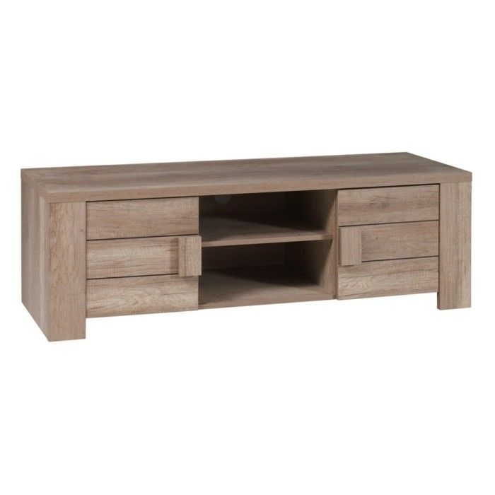 Meuble TV 2 portes et 2 niches - Collection FARRA - chêne Dab Canyon