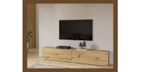 Meuble TV 180cm collection EVA. Couleur chêne et noir.
