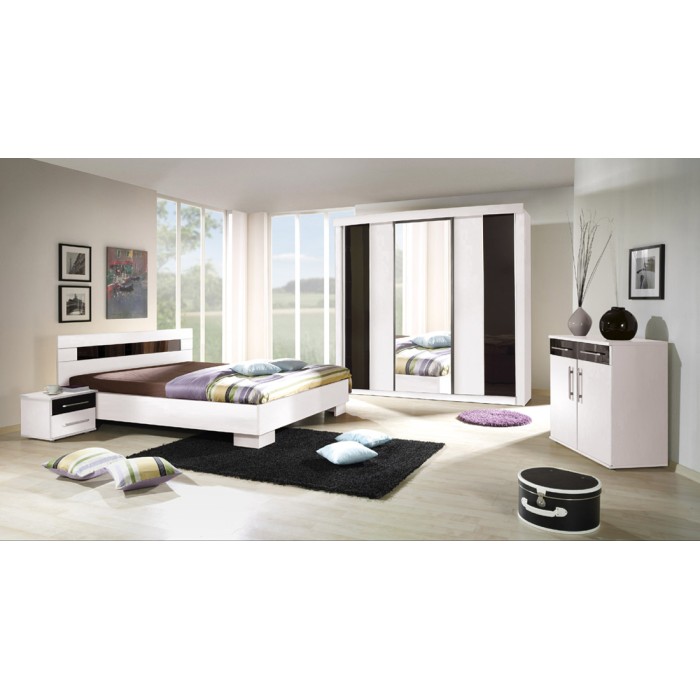 Set di 2 comodini DUBLIN Bianco alpino e nero lucido