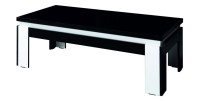 Table basse LINA noir et blanc brillant – 125 x 42 x 65 cm