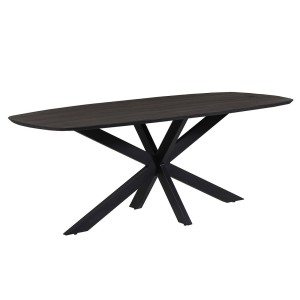 Table à manger BELLA longueur 200cm en bois brut exotique mangolia noir