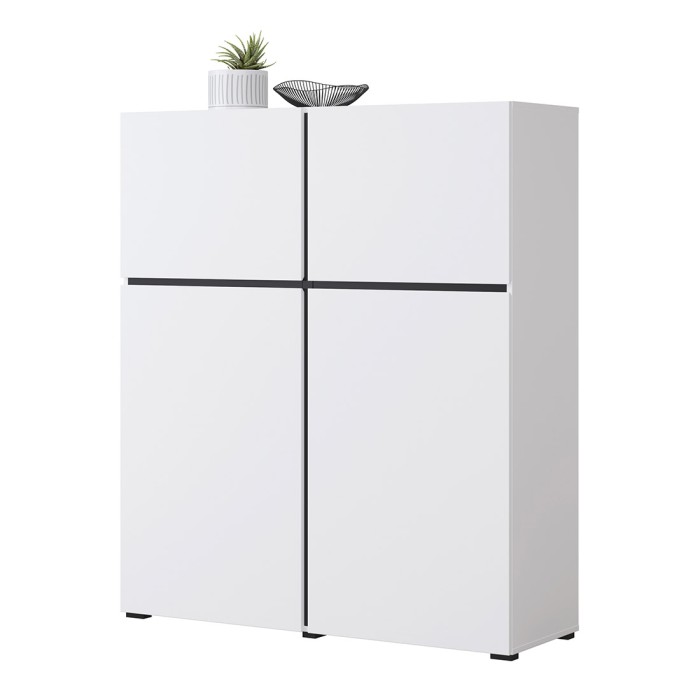 Buffet alto colori bianco e nero L120xH140xP40 collezione HAVANA. Bahut alto design con 4 porte.