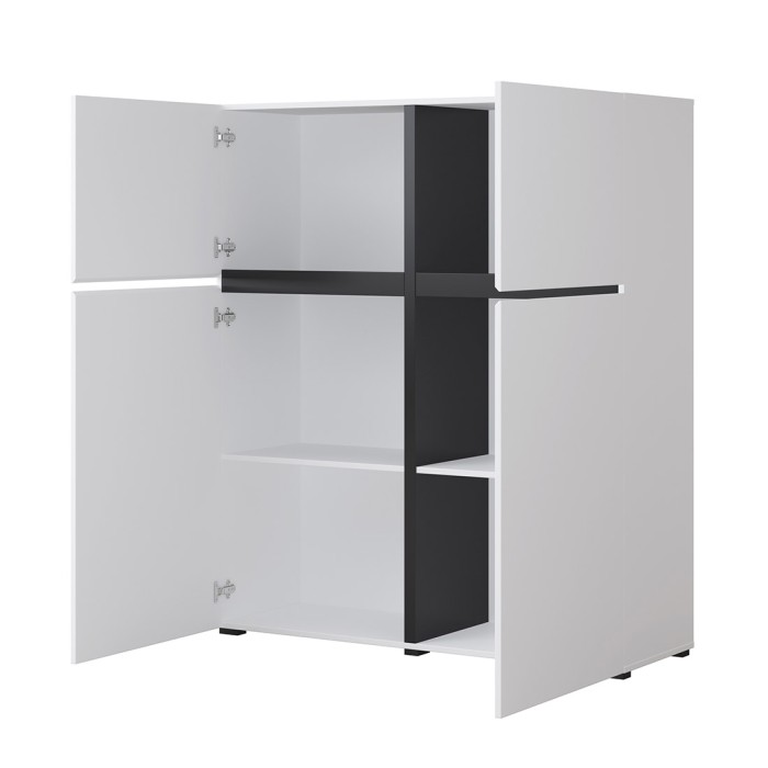 Buffet alto colori bianco e nero L120xH140xP40 collezione HAVANA. Bahut alto design con 4 porte.