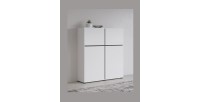 Buffet hoch in Weiß und Schwarz L120xH140xP40 Kollektion HAVANA. Hoher Design-Sideboard mit 4 Türen.