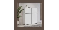 Buffet hoch in Weiß und Schwarz L120xH140xP40 Kollektion HAVANA. Hoher Design-Sideboard mit 4 Türen.