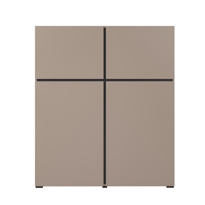 Buffet alto color beige e nero L120xH140xP40 collezione HAVANA. Credenza alta di design con 4 porte.